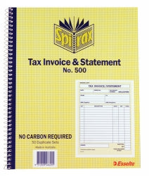 INV/STAT BOOK SPIRAX 500 DUP C/LESS 10X8 50LF PK5
