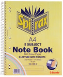 NOTEBOOK SPIRAX 596C A4 5 SUBJECT COL S/O 250PG PK5
