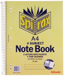Sp-Notebook Spirax 606 4 Subject A4 S/O 320 Pages (PK5)