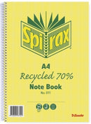 NOTEBOOK SPIRAX 811 RECYCLED A4 240PG PK5