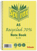 NOTEBOOK SPIRAX 812 RECYCLED A5 120PG PK5
