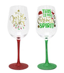 Glasses Xmas Wine Glitter Foil Asst (BX12)