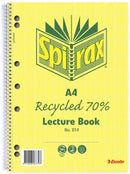 LECTURE BOOK SPIRAX A4 814 RECYCLED 140PG