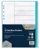 Sp- Dividers Marbig A4 Professional Pp Antimic 10tab Blue