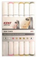 MARKER KENT SPECTRA GRAPHIC BRUSH & CHISEL NIBS SKIN TONES SET 6