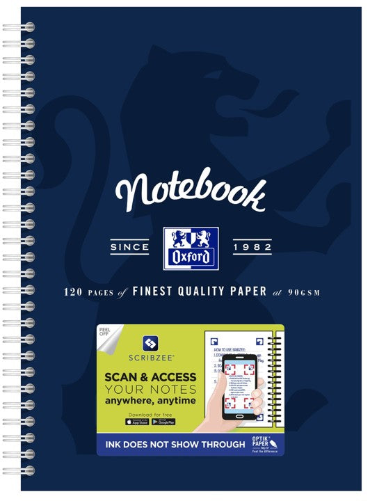 NOTEBOOK OXFORD B5 SCRIBZEEÂ® COMPATIBLE NAVY 120PG