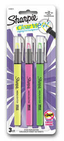 Sp- Highlighter Sharpie Clearview Slim Yellow Pink Green Pk3