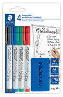 Marker Staedtler Lumocolor Whiteboard Compact Bullet/P Plus Eraser Asst Pk4