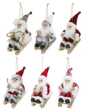 Deco Wooden Xmas 13cm Santa In Sleigh Asst