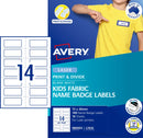 Label Avery 72x30mm L7432 Kids Fabric Name Badge White