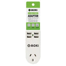 ADAPTOR MOKI ONE SOCKET+4 USB PORTS+SURGE PROTECTION WHT