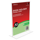 Sp- Sign Holder Deflecto A5 Double Sided Portrait Clear