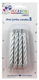 Candles Alpen B/Day Spiral Jumbo Silver 8'S