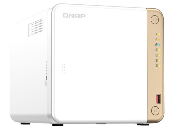 QNAP TS-462-4G 4-Bay desktop NAS, Intel® Celeron® N4505 dual-core, 4 GB DDR4 onboard not expandable, 4 x 3.5'/2.5' SATA 6Gb/s drive bays, 2 x M.2 2280