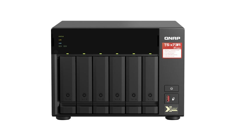QNAP TS-673A-8G 6 Bay NAS AMD Ryzenâ„¢ Embedded V1500B quad-core 2.2 GHz 8G DDR4 2xM.2 2280 PCIe Gen3 x1 slots 2x2.5 GEl 3xUSB3.2 Hot-swappable 3YR WTY