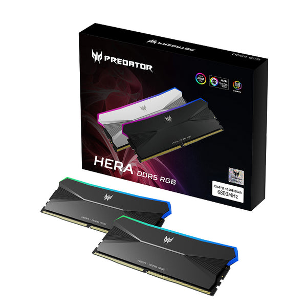 PREDATOR HERA DDR5 96GB Black 48GBx2 6400Mhz 1R8 CL32 Supports Intel XMP 3.0 and AMD EXPO  CL32-39-39-102 1.35 V