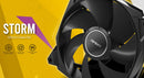 Antec Storm 120mm PWM FDB Fan 3 Pack, High Airflow 66.56 CFM, Air Pressure 2.7, Noise Level 25.8. Woven Cable, PMW Daisy Chain design, 3 Yrs Wty (LS