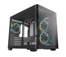 DeepCool CG330U 3F Panoramic Curved Glass Dual Chamber Micro-ATX Case, 3 Pre-installed PWM ARGB Fan, 1x USB-C,1× USB 3.0, 1×USB 2.0, Audio/Mic