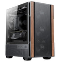 OKINOS Cypress 3 Genuine Walnut Wood MicroATX  with 4×120mm, USB-C, 3 Pin Non-PWM Case Fans Pre-Installed,Temper Glass Side Panel, Case