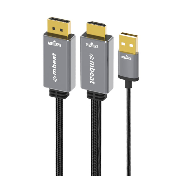 mbeat Tough Link 1.8m HDMI to DisplayPort Cable with USB Power  4K@60Hz (3840Ã—2160), 1440p@120Hz, 1080p@120Hz Package Weight: 150g