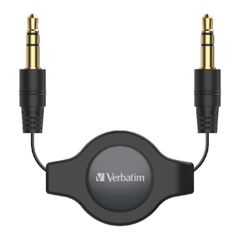 Verbatim 3.5mm Aux Audio Cable Retractable 75cm - Black *Clearance* (LS)