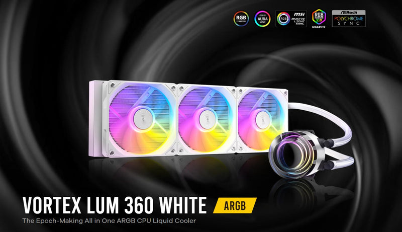 Antec Vortex Lum 360 White ARGB The Epoch-Making All in One ARGB CPU Liquid Cooler