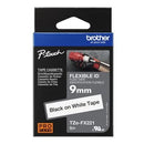 Brother TZe-FX221 9mm / 8M Black on White Flexible ID
