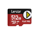 Lexar PLAY PRO microSDXC™ Express Card 512GB, microSDXC, high performance, microSD Express, up to 900MB/s read and 600MB/s write