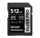 Lexar Professional SILVER PRO 512GB SDXC™ UHS-II Card 512GB—C10,  UHS-II(U3), V60,  Silver Pro, up to 280MB/s read, 160MB/s write