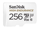 SanDisk High Endurance 256GB microSD 100MB/s 40MB/s 20K hrs 4K UHD C10 U3 V30 -40°C to 85°C Heat Freeze Shock Temperature Water X-ray Proof SD Adapter
