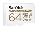 (LS) SanDisk Max Endurance 64GB microSD 100MB/s 40MB/s 20K hrs 4K UHD C10 U3 V30 -40°C to 85°C Heat Freeze Shock Temperature