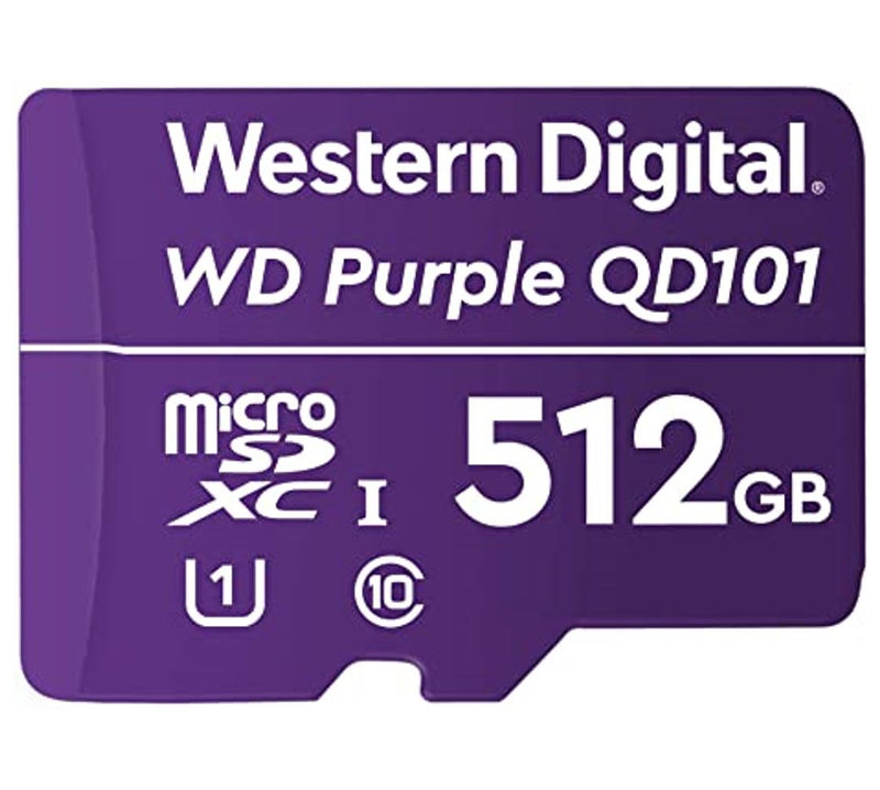 Western Digital WD Purple 512GB MicroSDXC Card 24/7 -25Â°C to 85Â°C Weather & Humidity Resistant for Surveillance IP Cameras mDVRs NVR Dash Cams Drones