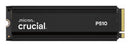 Crucial P510 2TB Gen5 2280 NVMe M.2 SSD Heatsink 10,000 / 8,700 MB/s R/W 1200TBW 1.4M IOPS 1.5M hrs MTTF Full-Drive Encryption 5yrs
