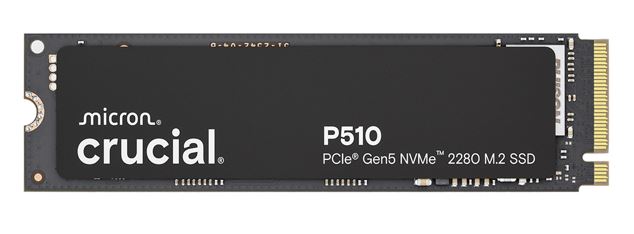 Crucial P510 2TB Gen5 2280 NVMe M.2 SSD 10,000 / 8,700 MB/s R/W 1200TBW 1.4M IOPS 1.5M hrs MTTF Full-Drive Encryption 5yrs