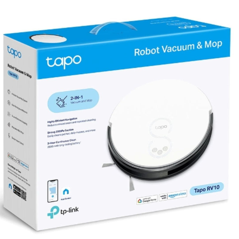 TP-Link Tapo RV10 Robot Vacuum & Mop, Path Planning, 2000Pa Strong Suction, Quiet Cleaning, Long-lasting Battery, Carpet Auto-Boost, App