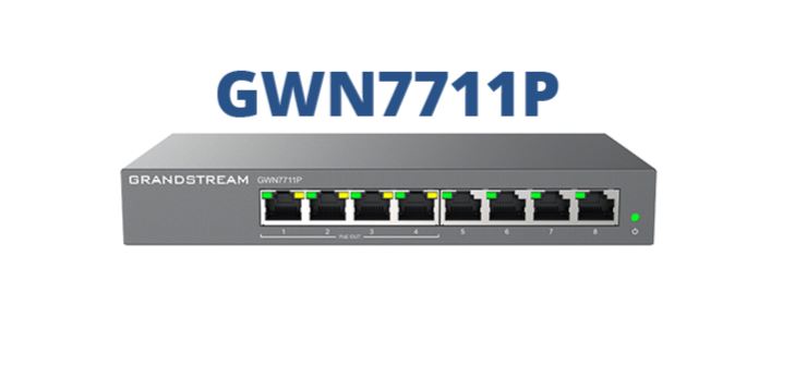 Grandstream GWN7711P Layer 2-Lite Managed Switch, 8 x GigE (4 x PoE/PoE+ orÂ +24VDC Output Mode)
