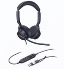 Yealink UH46 Dual Teams USB-C/A Microsoft  Certified Teams USB Wired Headset 3-Noise-Canceling Microphones 35mm Speaker Busylight Leather Controller