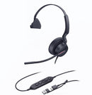 Yealink UH46 Mono Teams USB-C/A Microsoft Certified Teams USB Wired Headset 3-Noise-Canceling Microphones 35mm Speaker Busylight Leather Controller