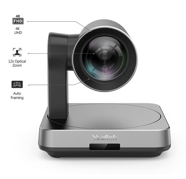 Yealink UVC84 Video Conference Camera for Medium and Large Room, True 4K Ultra HD Video, 12x optical and 3x digital zoom, 80Â° _x001F_field of view