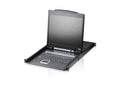 Aten Rackmount KVM Switch 16 Port VGA PS/2-USB w/ 19' LCD Display, 2x Custom KVM Cables Included, 1280x1024@75hz Display, LED Illumination