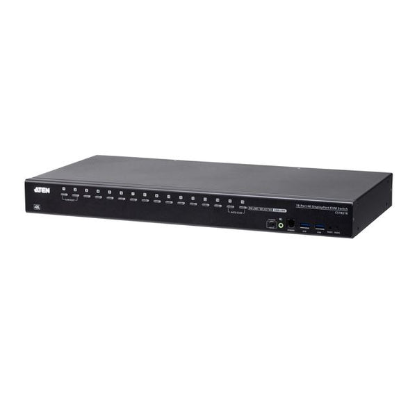 Aten CS19216, 16- Port USB3.0 4K DisplayPort KVM Switch, Superior video quality, Cascadable to two levels-control up to 256 computers, Video DynaSync�