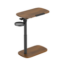 Brateck Storage-Savvy Height Adjustable Mobile Side Table, Gas-Lift Sit-Stand Desk, tabletop 723×400mm, weight capacity 10kg (Walnut)(LS)