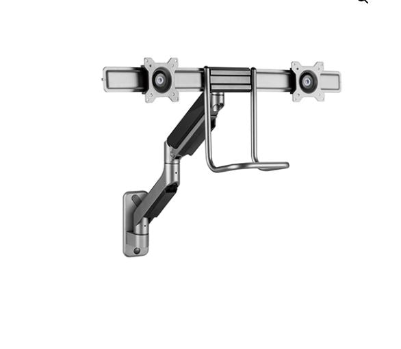 Brateck Fabulous Wall Mounted  Gas Spring Dual Monitor Arm 17'-32',Weight Capacity (per screen) 9kg (Black) (LS)