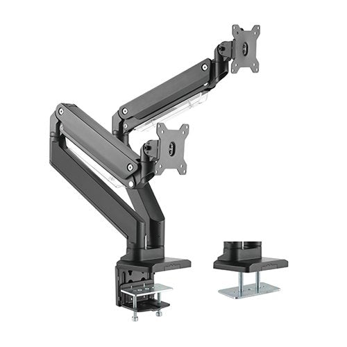 Brateck Dual Monitors Aluminum Heavy-Duty Gas Spring Monitor Arm Fit Most 17�-35� Monitors Up to 15kg per screen VESA 75x75/100x100