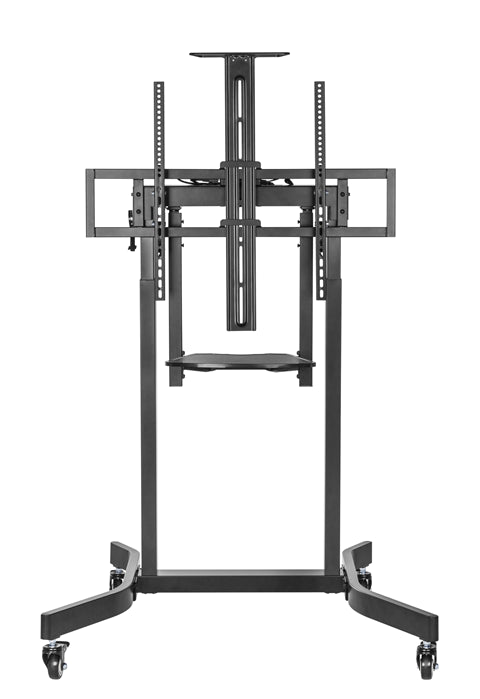 Brateck Deluxe Motorized Large TV Cart with Tilt, Equipment Shelf and Camera Mount Fit 55'-100' Up to 120kg- Matte Black （LS）