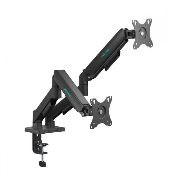 mbeat� activiva Ergolife Dual-Screen Gas Spring Monitor Arm allows you to smoothly adjust the height, angle, and tilt of both screens with minimal