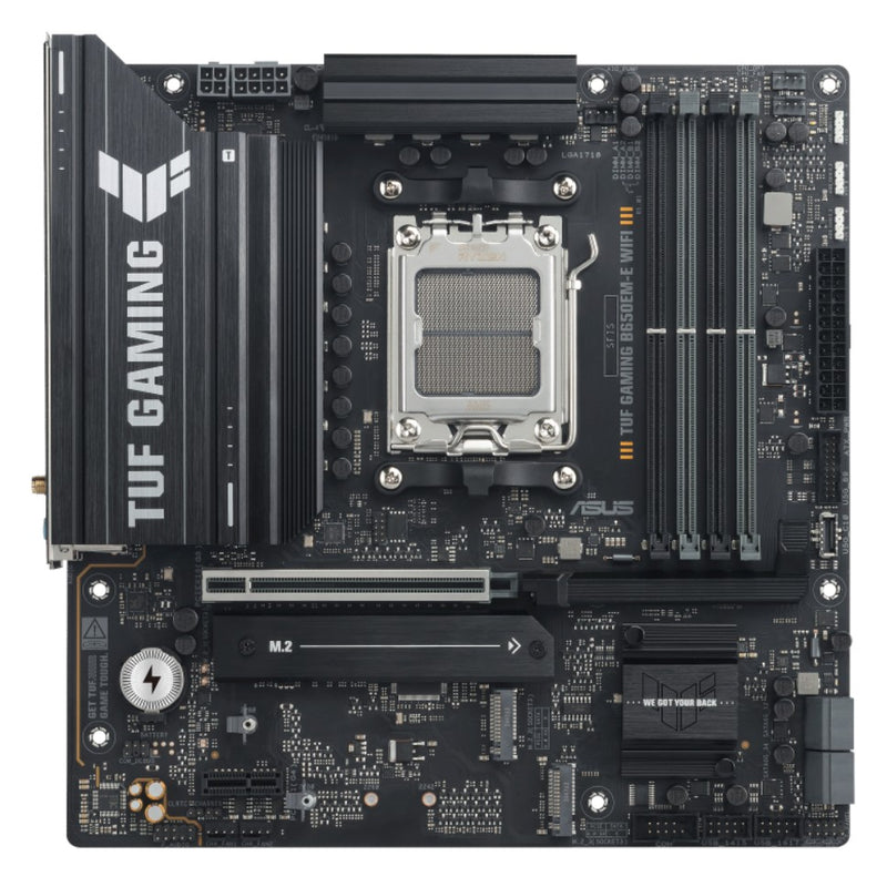 ASUS AMD B650EM TUF GAMING B650EM-E WIFI (AM5) Micro-ATX Motherboard, DDR5(3x), 8+2+1 Power Stages, PCIe 5.0, 3x M.2, Front USB-C, 2.5Gb LAN, Wi-Fi 6E
