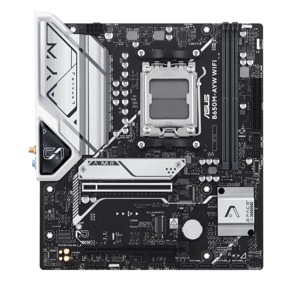 (SI Only, Non Retail) ASUS AMD B650M-AYW WIFI-SI Micro-ATX Motherboard, 2x DDR5 Up to 96GB, WIFI 6