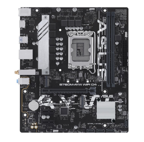 ASUS B760M-AYW WIFI D4 Intel LGA 1700 mATX Motherboard 64GB, DDR4, 1 x PCIe 4.0 x16 slot, 2 x M.2 slots, 4 x SATA, Realtek 2.5Gb Ethernet