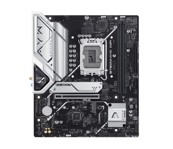 ASUS B760M-AYW WIFI LGA 1700 mATX Motherboard 96GB, 2 X DDR5 , 1 x PCIe 4.0 x16 slot,  2 x M.2 slots , 4 x SATA ,2.5Gb Ethernet,Wi-Fi 6